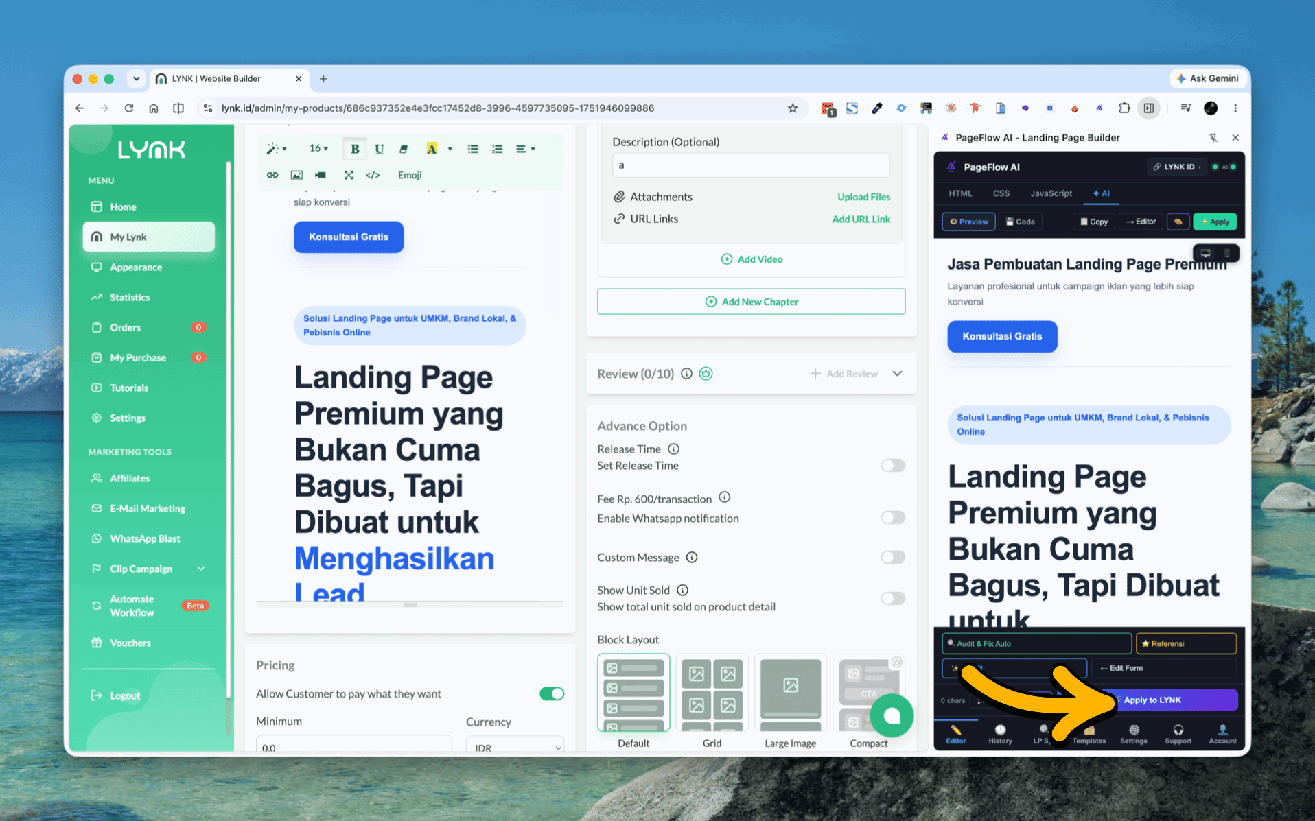 LYNK ID Landing Page Builder Demo